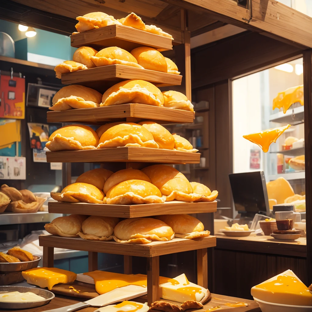 cheese empanada, melting cheese, artwork, Masterpiece
