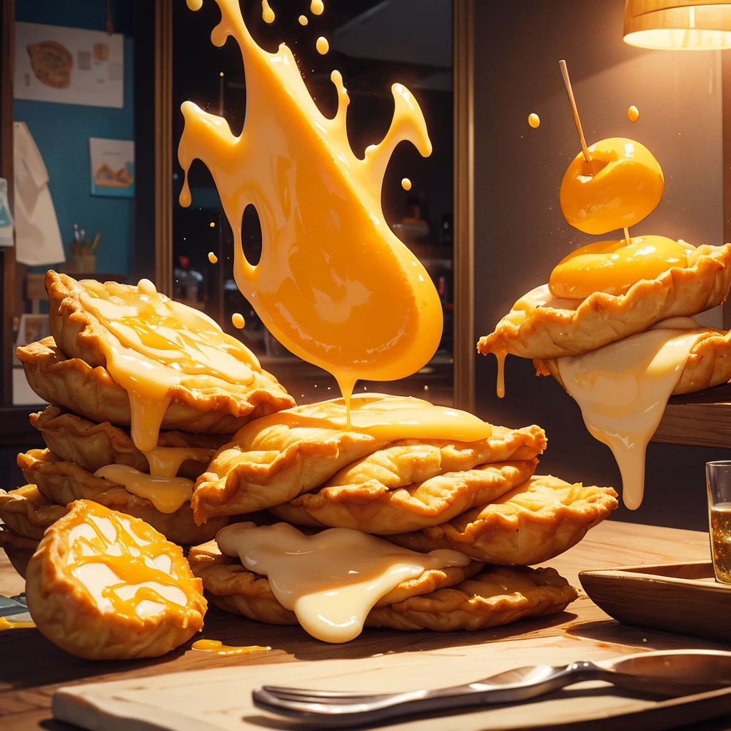 cheese empanada, melting cheese, artwork, Masterpiece