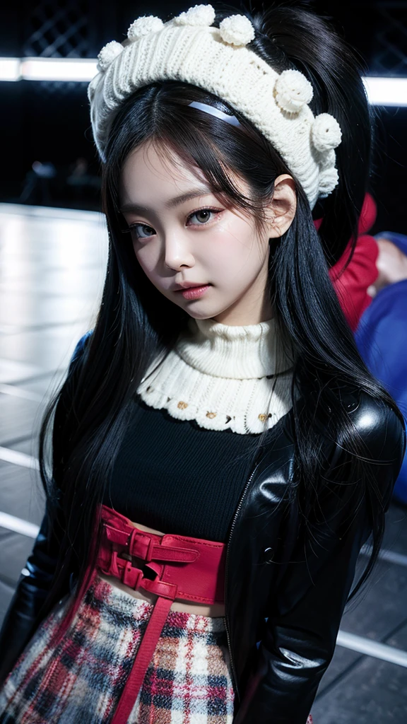 Jennie Skirt Black hair Big eyes Round lips Youthful Sexy Japanese