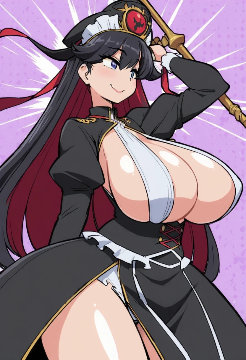 Woman with huge breasts