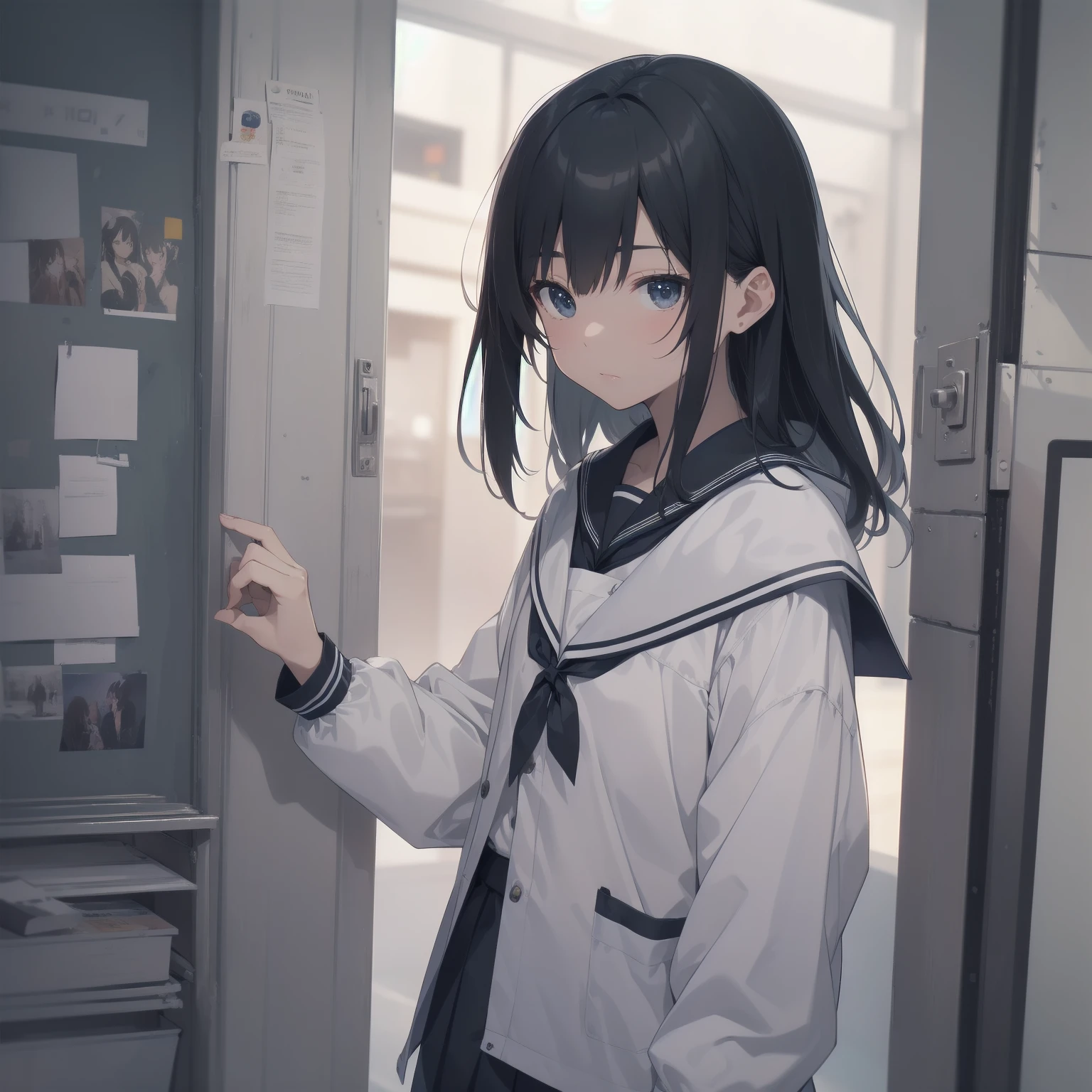 ultra-absurdres-Top quality by artist God, ultra-detailed, high resolution, anime moe artstyle, best anime 8k konachan wallpaper, pixiv contest winner, pool:2810, perfect anatomy,break, 1girl, (Please draw a girl walking sleepily to school alone. )break,(Solo,little female, -yeld:1.Full limbs, complete fingers,a junior hihort hair), short cut, flat chest, , small butt, small black eyes, beautiful detailed eyes, well-proportioned iris and pupils, expressive eyes, highres detailed hair, soft expression, salor school_uniform, sailor collar, serahuku, bow, pleated skirt,(Detailed Lighting), (Detailed background), in the School commute route. break,super detailed skin, Best cinematic lighting powered by famous artist, 8k,beauty illustration,photoshop_(medium),very aesthetic,break,((artist:saiguchi_otoufu )), artist:clamp ,artist:carnelian ,artist:kantoku ,
