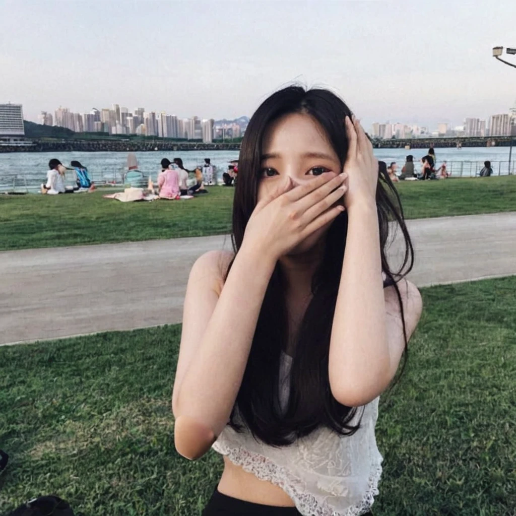 There was a woman covering her face with her hands, Urzan, korean girl, Asian girl with long hair, beautiful girl, tumblr, beautiful south korean woman, Nam Jae-yeon, Shin Jin Young, jisoo from blackpink, krystal, Attractive girl, korean woman, Blackpink’s Jisoo, Asian girl, Chinese girl, beautiful young korean woman