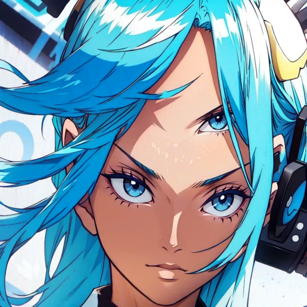 One eyes blue hair