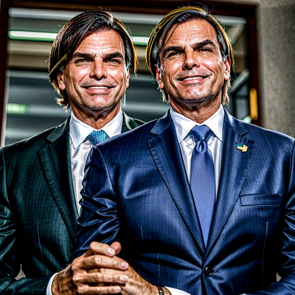 Jair Bolsonaro in a suit and tie smiling