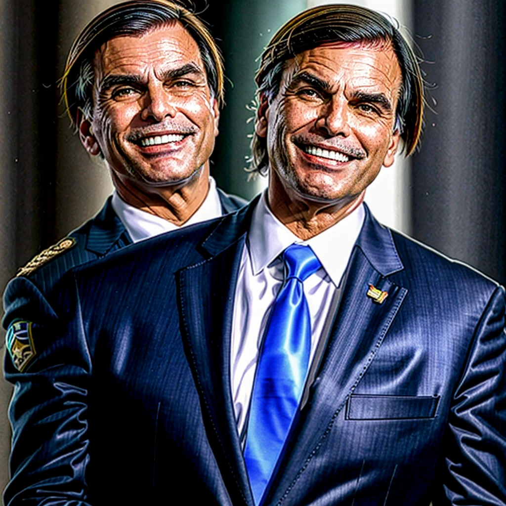 Jair Bolsonaro in a suit and tie smiling