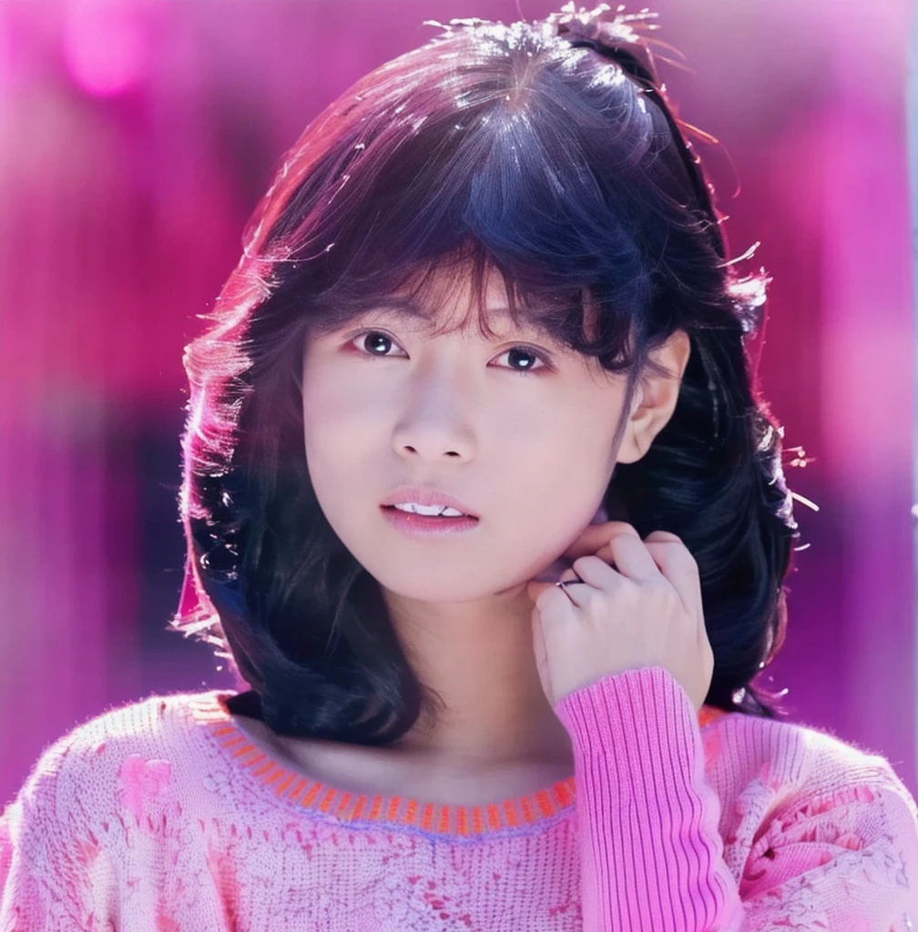 arafed asian woman with a pink sweater and a watch, sui ishida with black hair, Chiho, kimi takemura, Chiho ashima, close up iwakura lain, sakimi chan, iwakura lain, portrait of a japanese teen, Yoshitomo Nara, Yasumoto Oka