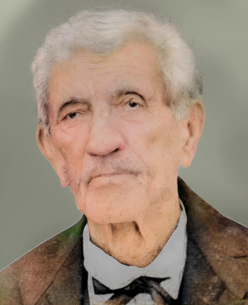 there is a digital painting of a man with a bow tie, a fullcolor photo, fullcolor, portrait photo of Um homem velho, fullcolor photo, portrait of old man, fullcolor 1 9 0 4 photo, fullcolor photograph, tone mapped william-adolphe, Um homem velho, portrait of a old, portrait of a old, grainy photo of an ugly man, fullcolor