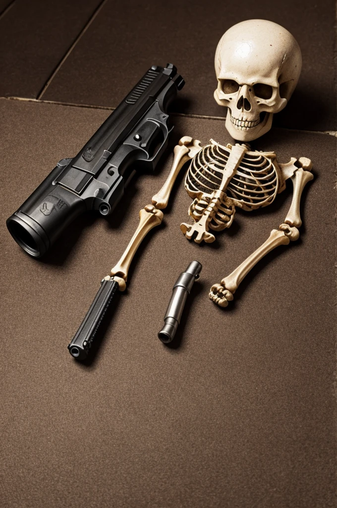 Skeleton with a 1911 colt pistol