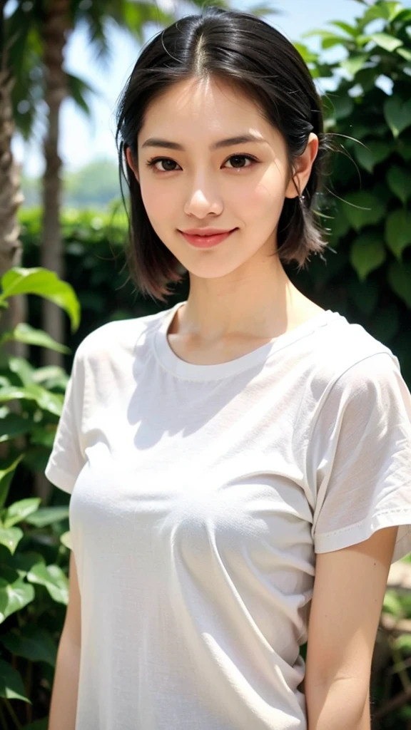 Japanese、18-year-old、Very slim、((Smiling))、Summer clothing