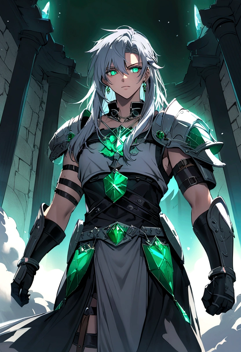 Aldo The Gray Wolf With Emerald Crystal Eyes Roman Warrior