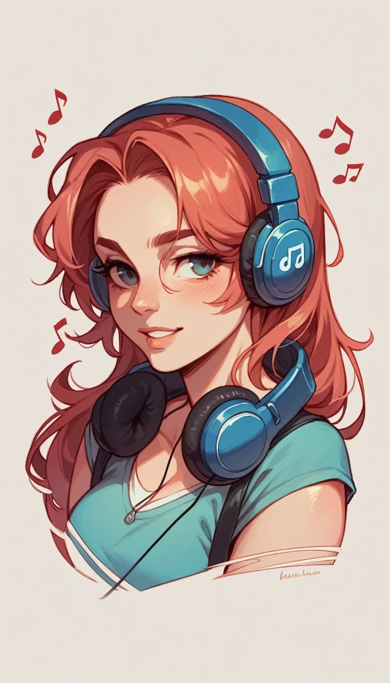 Beautiful girl listening to music with headphones