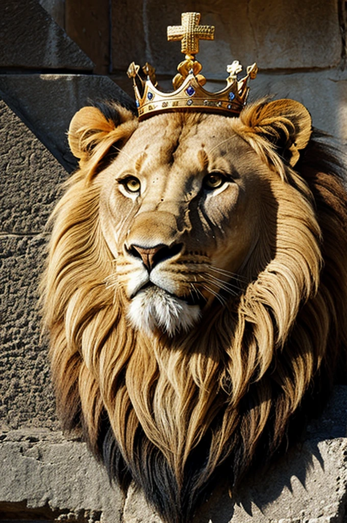 Lion with crown and cross