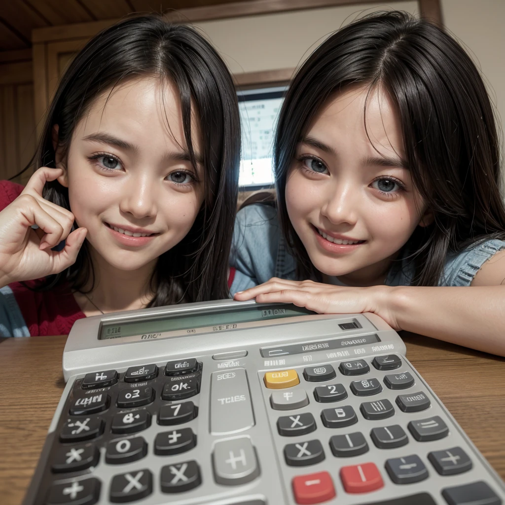 calculator with smiling eyes and mouth