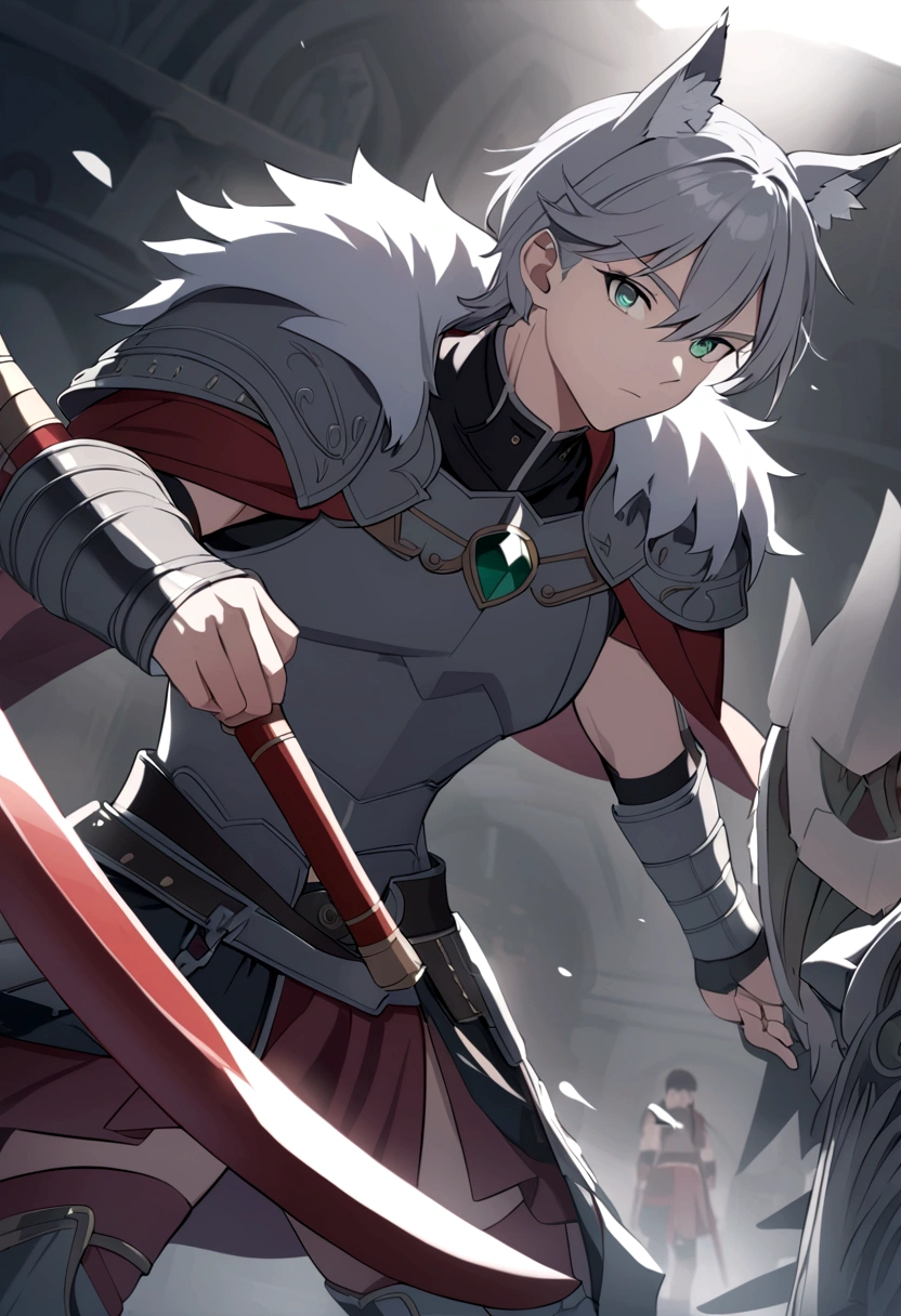 Aldo The Gray Wolf With Emerald Crystal Eyes Roman Warrior