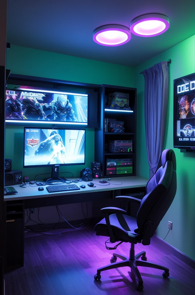 Gamer room with LED lighting