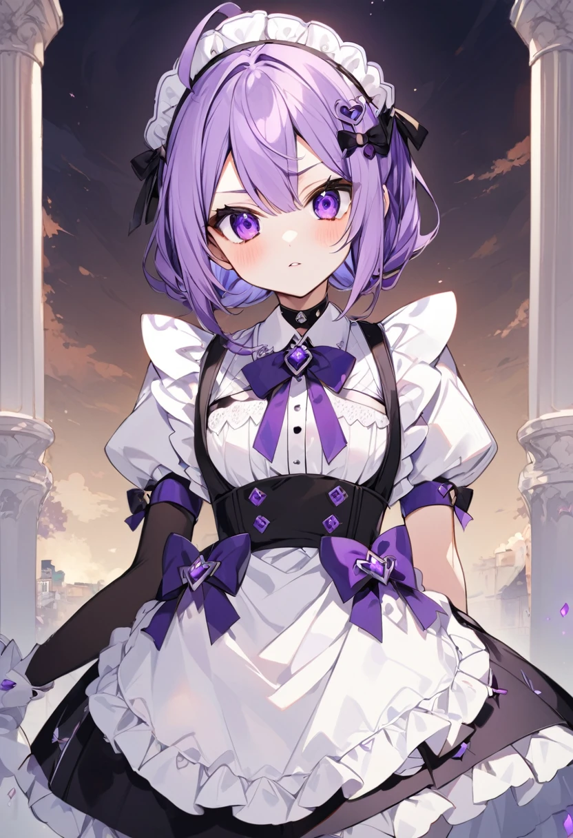 Keito。Purple Eyes。Maid clothes。Amethyst hair accessory。