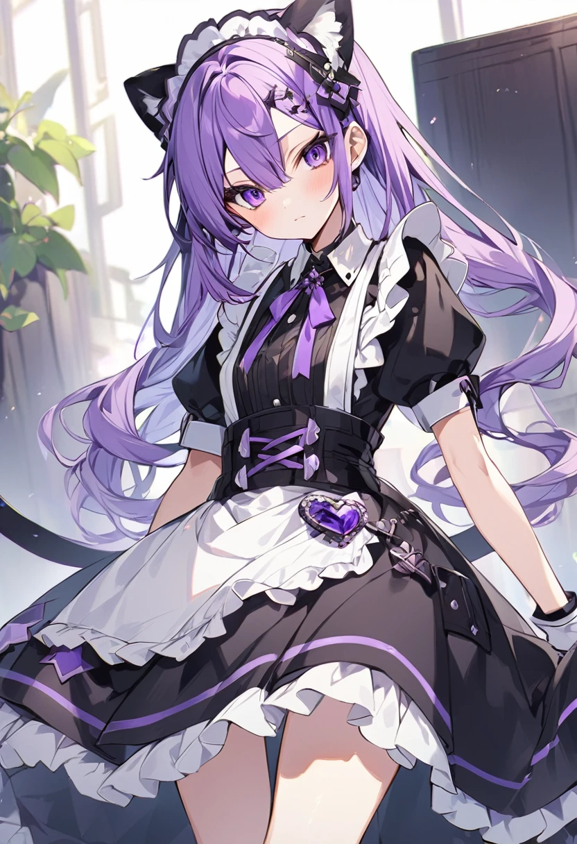 Keito。Purple Eyes。Maid clothes。Amethyst hair accessory。