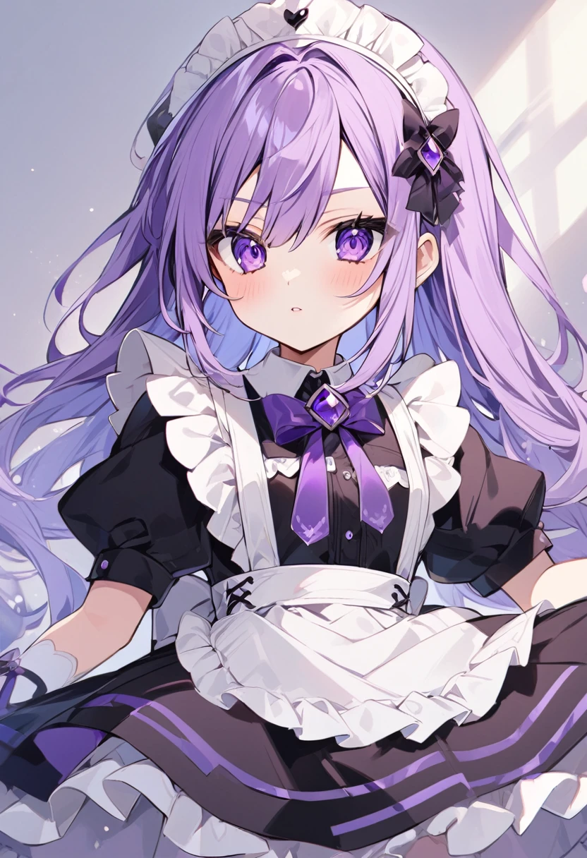 Keito。Purple Eyes。Maid clothes。Amethyst hair accessory。