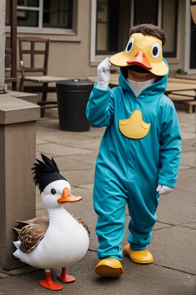 A son of the character nifty and the character blitzo with a duck suit