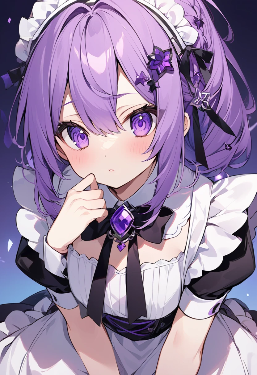 Keito。Purple Eyes。Maid clothes。Amethyst hair accessory。