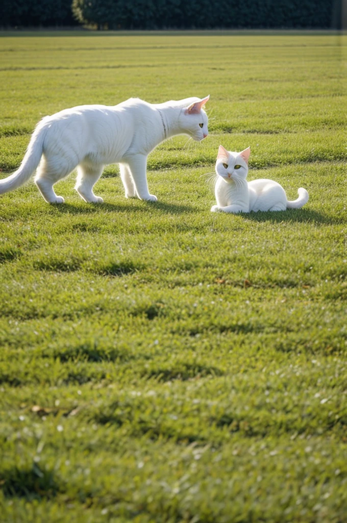 White cat in the field