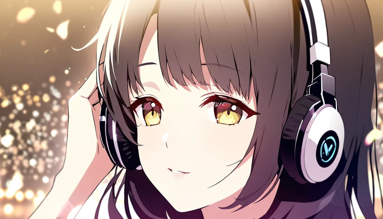 Beautiful girl listening to music with headphones