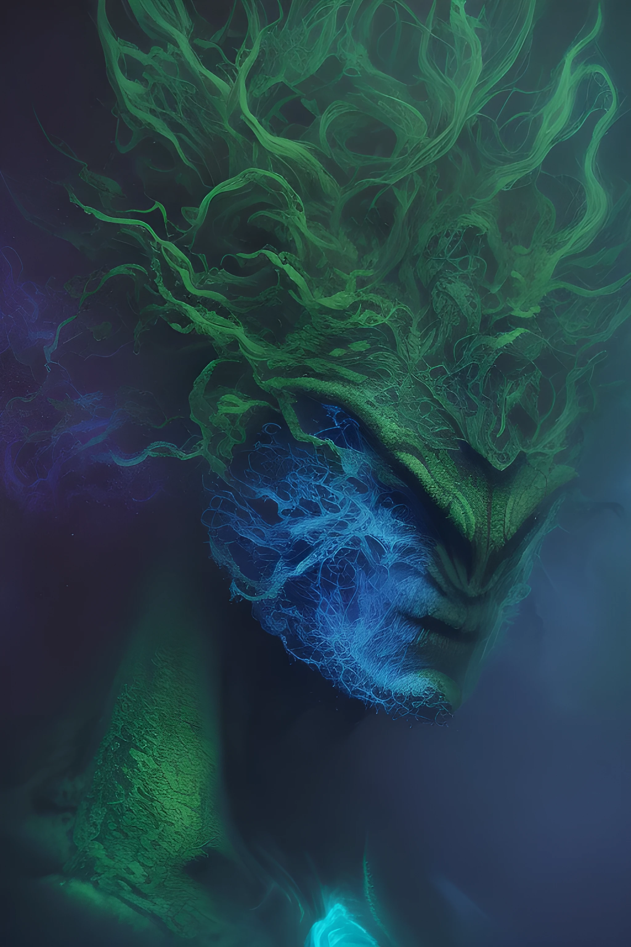 create a hyper realistic psychedelic dreamlike image of a green alien transcending the dimensions of the universe, 4K, hyper realist, realistic futuristic, Illusion, dreamlike