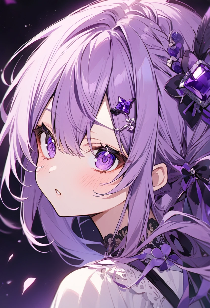 Keito。Purple Eyes。Amethyst hair accessory