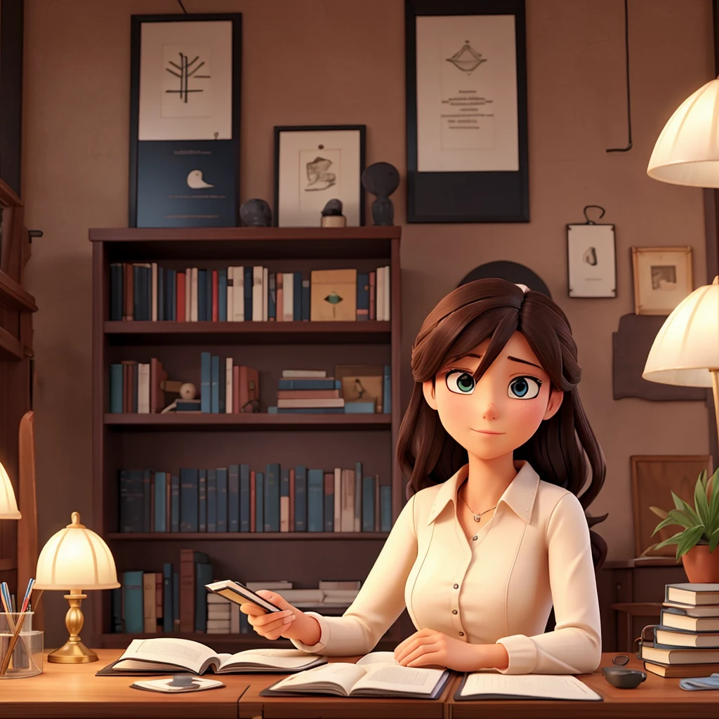 A woman reading a book, calm atmosphere