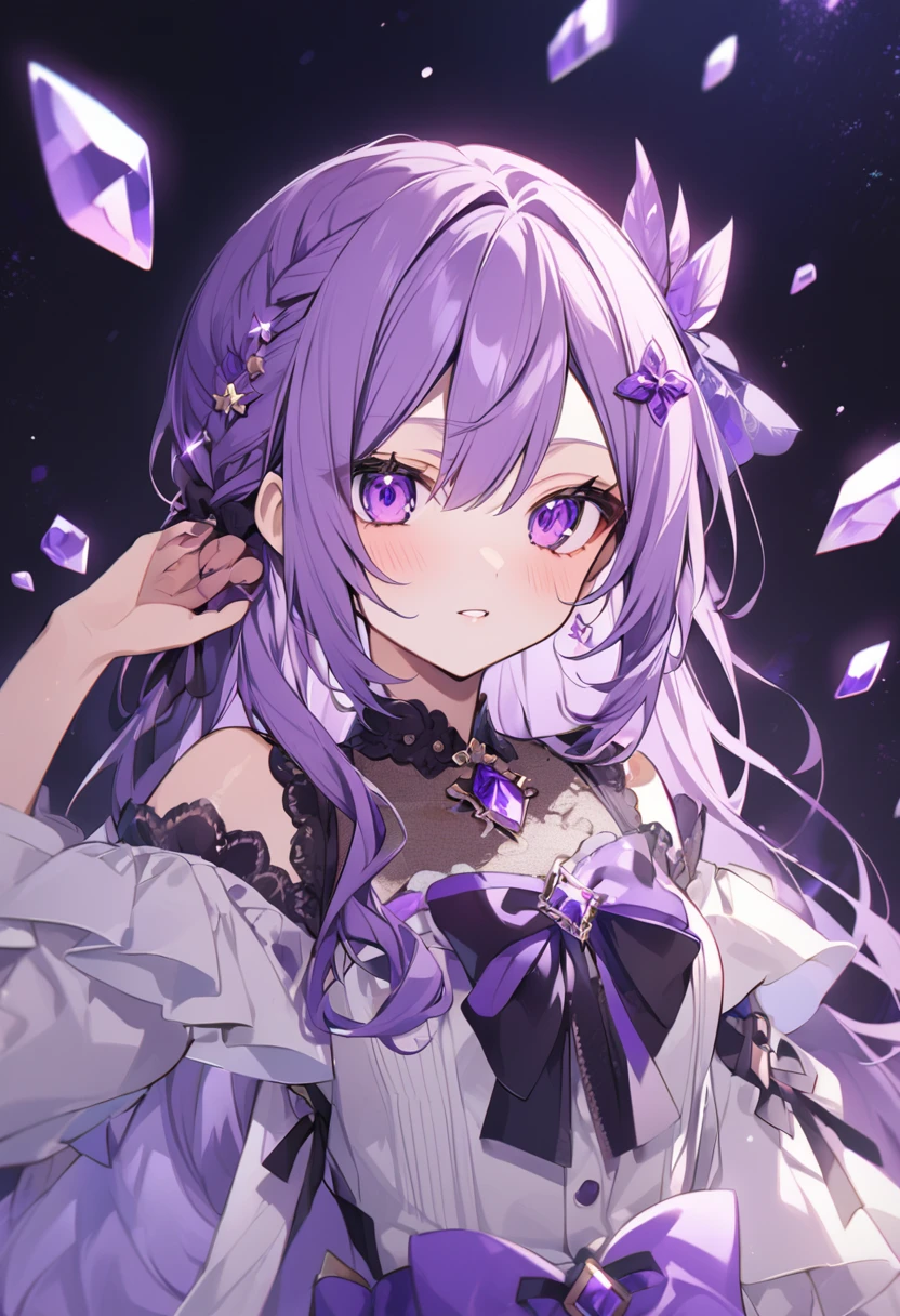 Keito。Purple Eyes。Amethyst hair accessory