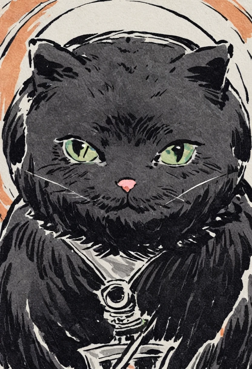 The poster of a black cat in modernist style.