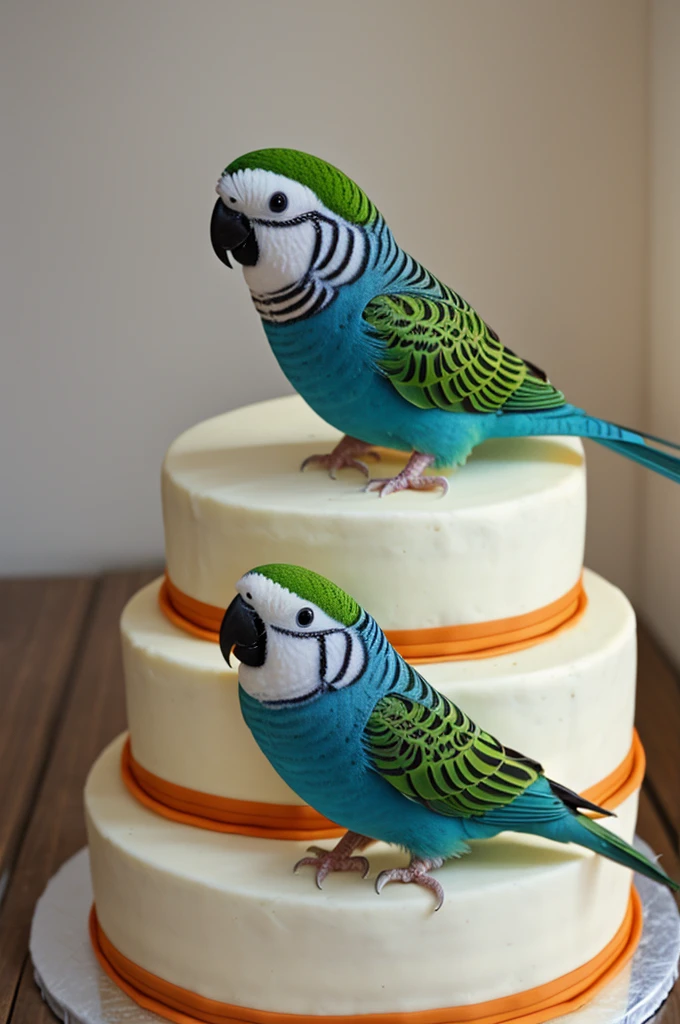 A cake parakeet that says good morning