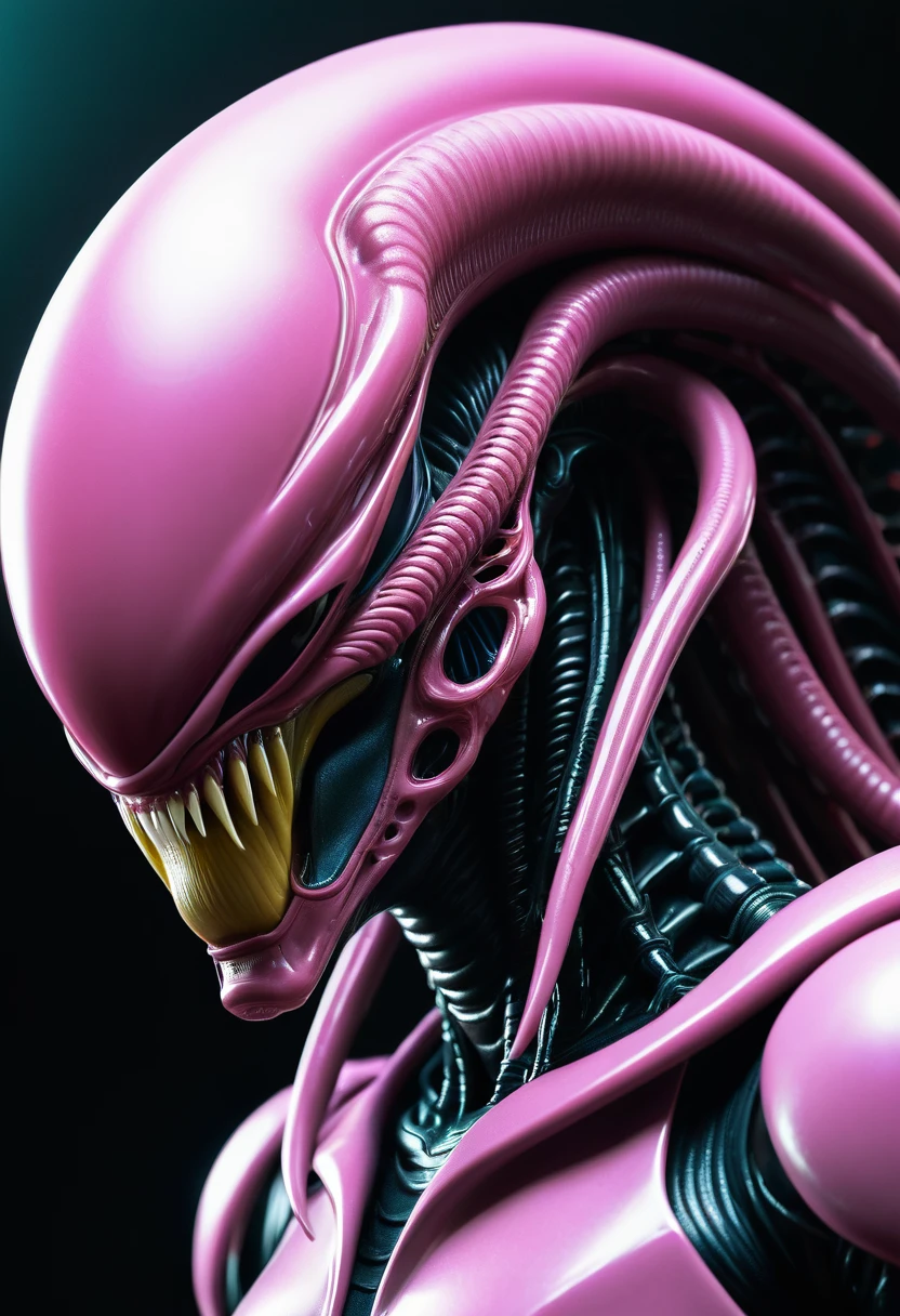 (((Extreme close-up Xenomorph Alien the eighth passenger fusion Majin Buu surreal and cinematic images Color Splash images)),(((Front Images)))