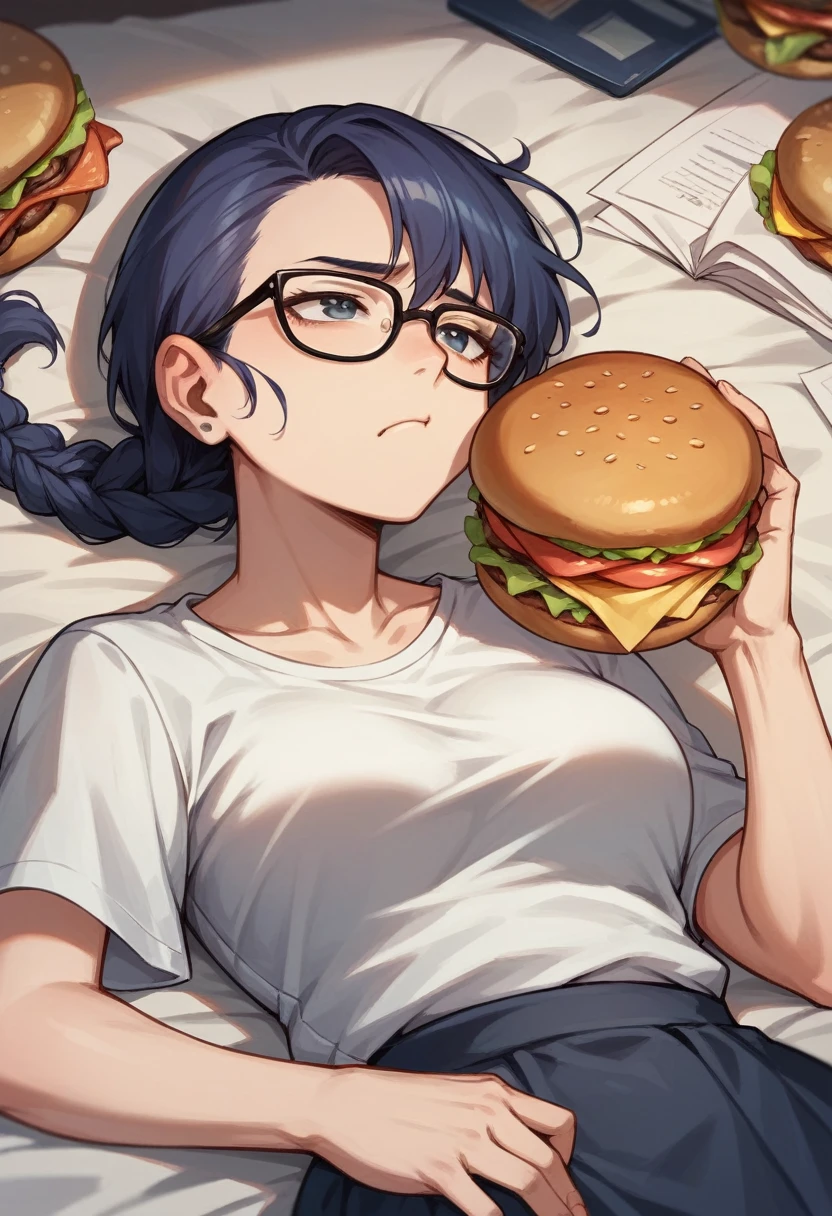 Big woman fat eating burger