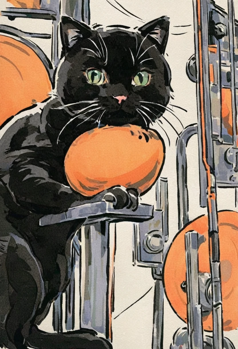 The poster of a black cat in modernist style.