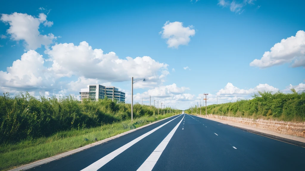 Concrete road and blue sky