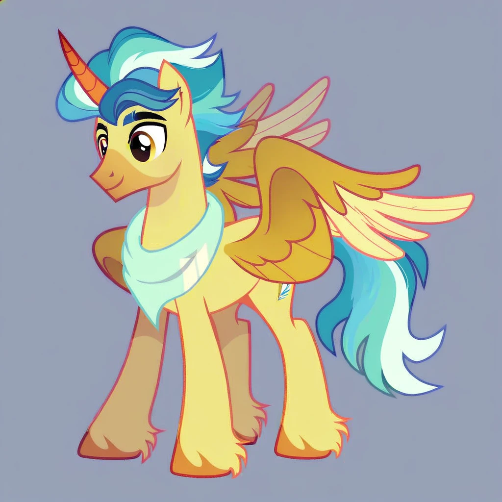 My little pony OC, wild pony, with a cute appearance, male, fully body, wearing a cute outfit, alicorn, standing alone