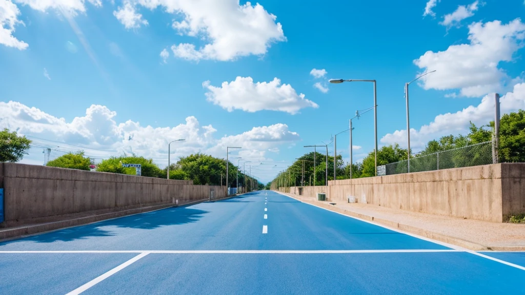 Concrete roads　blue sky　close range