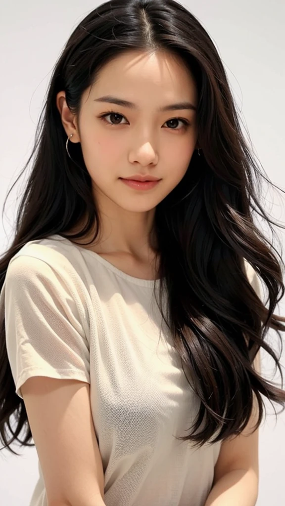 (1 woman:1.5)、Wide forehead、I'm a little sunburned、Very short hair、Very small amount of hair、Forehead、Happy expression、A soft smile、(White T-shirt、Skinny jeans),((Very sleepy、Improves skin texture, A big smile、Narrow eyes、I know the shape of your head))、(slicked back hair:1.25)、Photographic, Raw photo, Mastepiece, Highly detailed photos, Digital SLR, Photo-realistic 1.4, Super hello nothing, Best Quality,(standing、tilting your head、whole body:1.5)