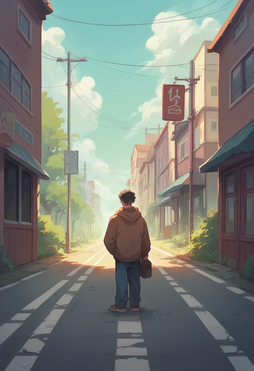 a msn standing in road