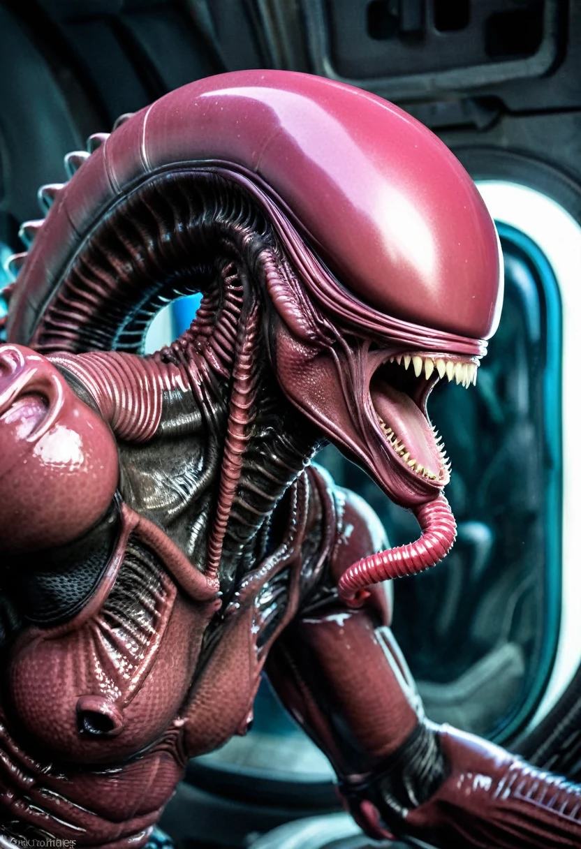 (((Extreme close-up Xenomorph Alien the eighth passenger fusion Majin Buu surreal and cinematic images Color Splash images)),(((Front Images)))