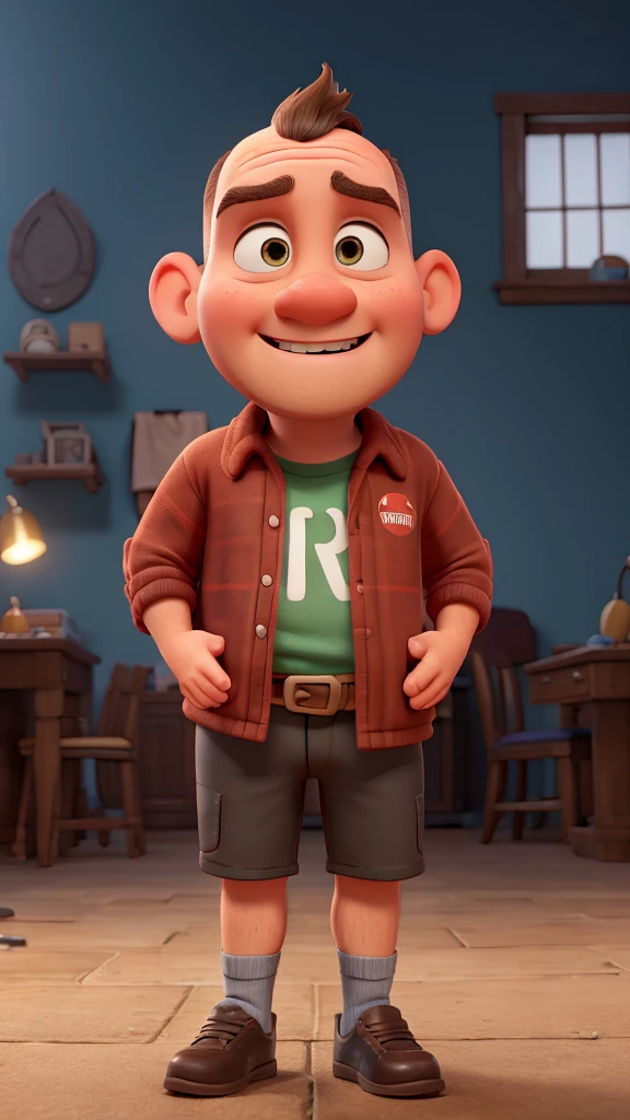 naughty man, Youngh, how they are, baldie, plumpness, cyclist clothing, medium height, Pixar-style, 4K