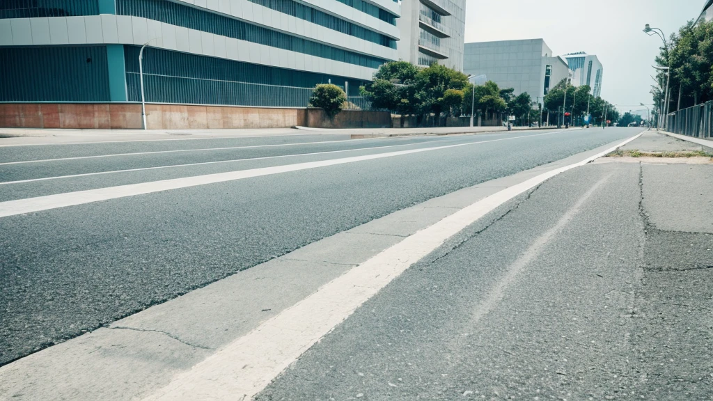 Concrete roads In front of the building to close range