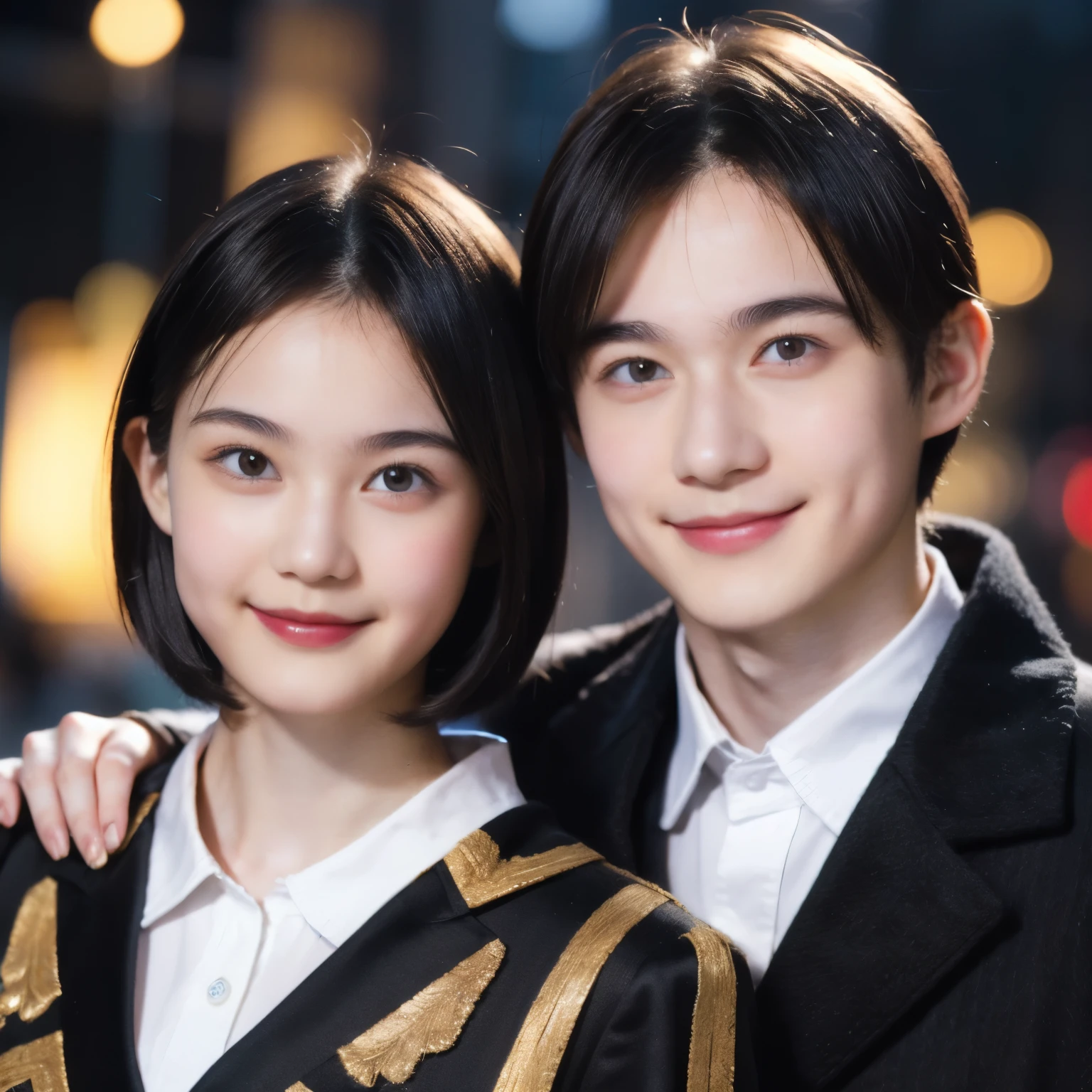 248 (An 18-year-old female and an 18-year-old male), (short hair),kind, lipstick, Finnish national costume, smile