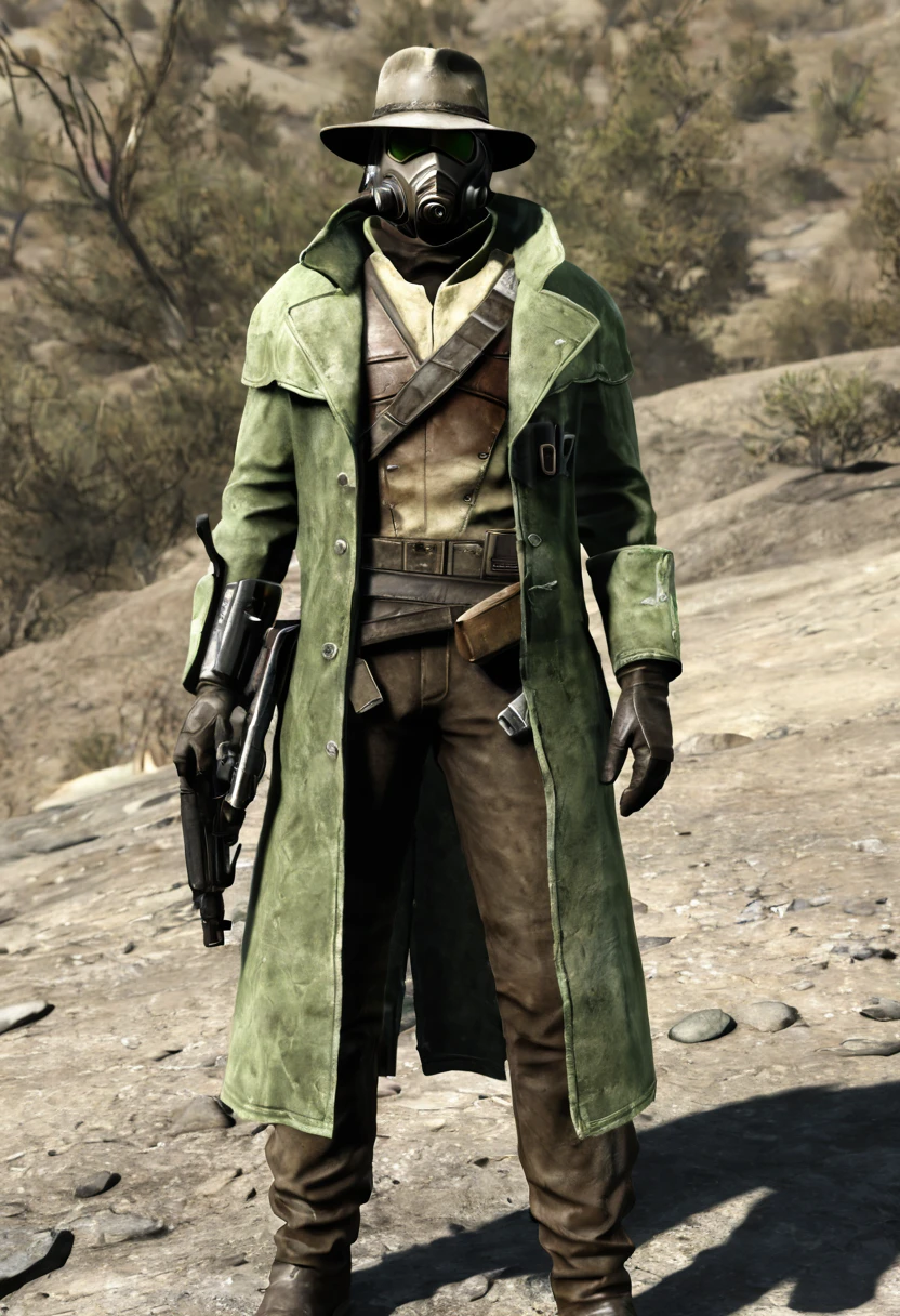 Male, NCR Ranger, no helmet, holding colt army revolver