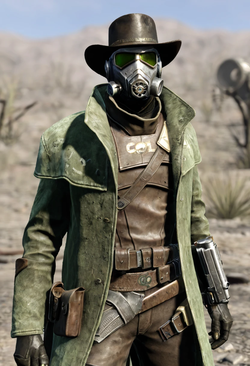 Male, NCR Ranger, no helmet, holding colt army revolver