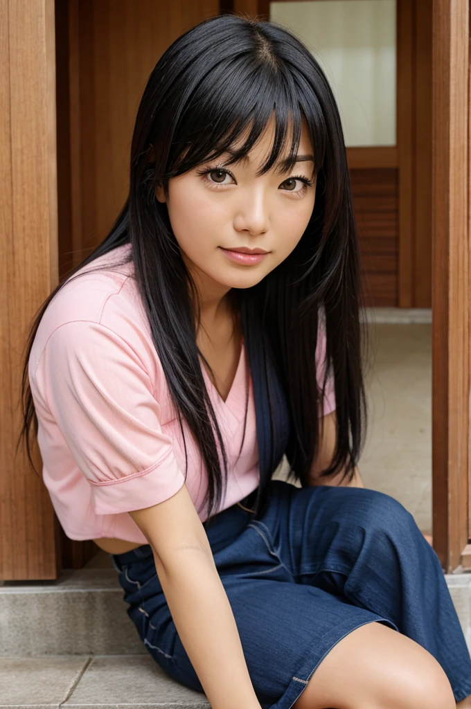 Masterpiece、high resolution、Japanese girl、looking back、reverse cowgirl position、No underwear、Show your anus in a checked mini skirt、19 years old、Young face、Shaved、Small Ass
