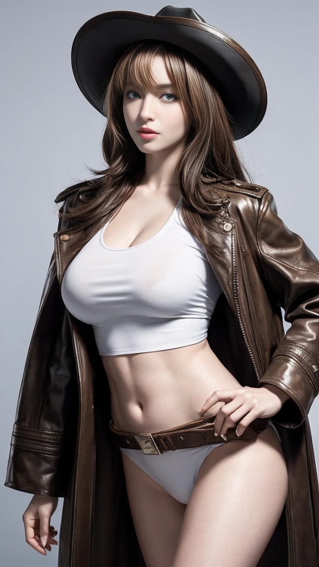 (8k, RAW Photos, Highest quality, masterpiece: 1.2), (Realistic, photoRealistic: 1.4), \(Urzan-6500-v1.1\), \(detaileded eyes), \(detaileded facial features\), \(\(detaileded clothing features\)\), (Upper Body), (big, Cleavage), highly detaileded CG Unity 8k wallpaper, ファイルサイズがbig, super detailed, High resolution, Absurd,  Ray Tracing, dramatic shadows, detailed, dramatic angles, High saturation, Lens flare, dramatic, God&#39;s Rays, silk, hyperRealistic, Are standing, (Observe your audience),
One person, White skin woman, belly button, Shiny skin, Contrasting, Shiny, Cowboy Shot, blush, (Square Leg: 1.2), Perfect body, mature fat plus size model, sexy, (Riders jacket: 1.4), alone, eye shadow, necklace, jewelry, Outdoor, Cityscape、(sunglasses)、smoking、((Smoke a cigarette))