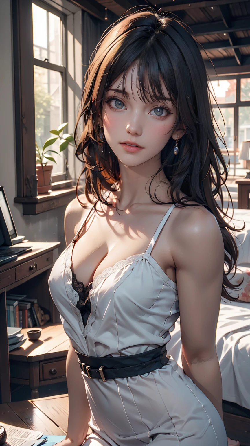 (Black rider jacket:1.1), (masterpiece, Highest quality, pretty girl, Beautiful Face, 8K, RAW Photos, Realistic, Absurd:1.2), s, Cowboy Shot, Dutch Angle, Face Light, Film Grain, chromatic aberration, High resolution, Super detailed, In detail, Light blue ruffle lace dress, Detailed skin, eyes and face, Sharp pupils, Realistic students, Sharp focus, street、Sexy proportions、Sexy、Narrow waist