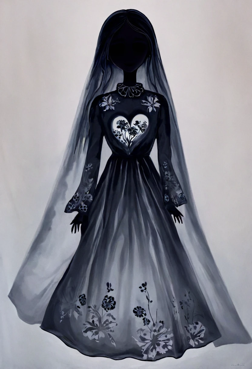 The girl from Guatemala, with its eternal ghostly beauty, all dressed in white with black flowers on her chest. In vaporous form the silhouette slowly disappears. like the dream of love.
